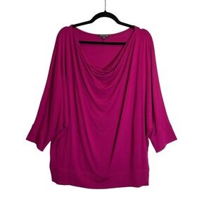 Eileen Fisher Pullover Draped Neck Dolman 3/4‎ Sleeves Stretch Top Jewel Tone  L